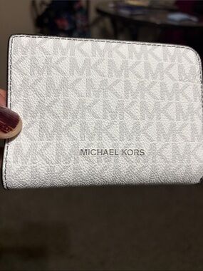 Michael Kors White MK Monogram Bifold Card Wallet